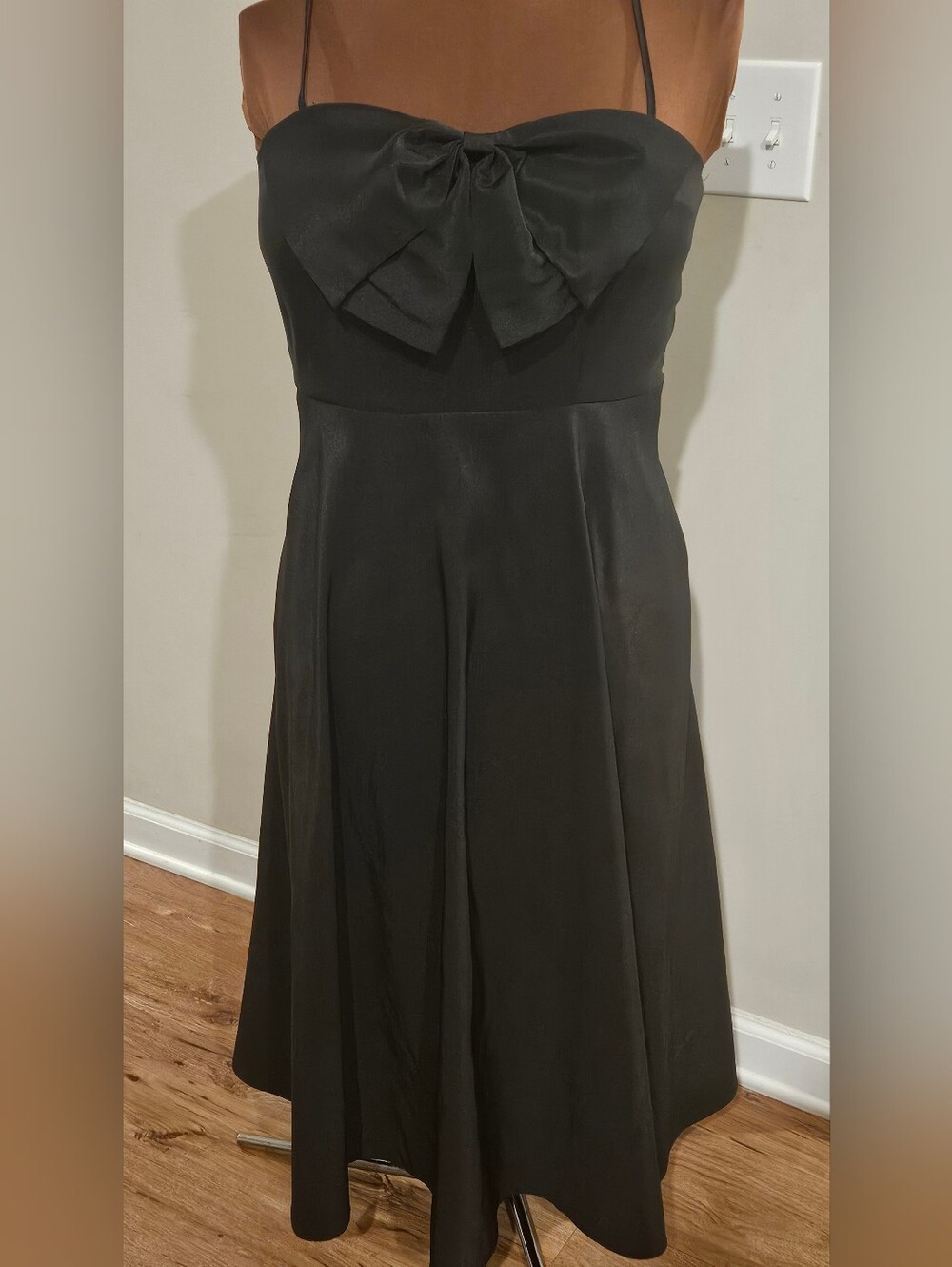 Classic Black Bow-Front A-Line Dress